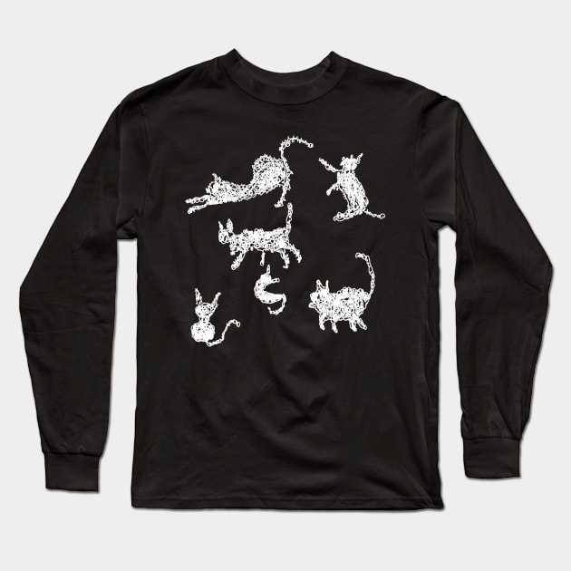 Doodle Scribble Cat Long Sleeve T-Shirt by Fandie